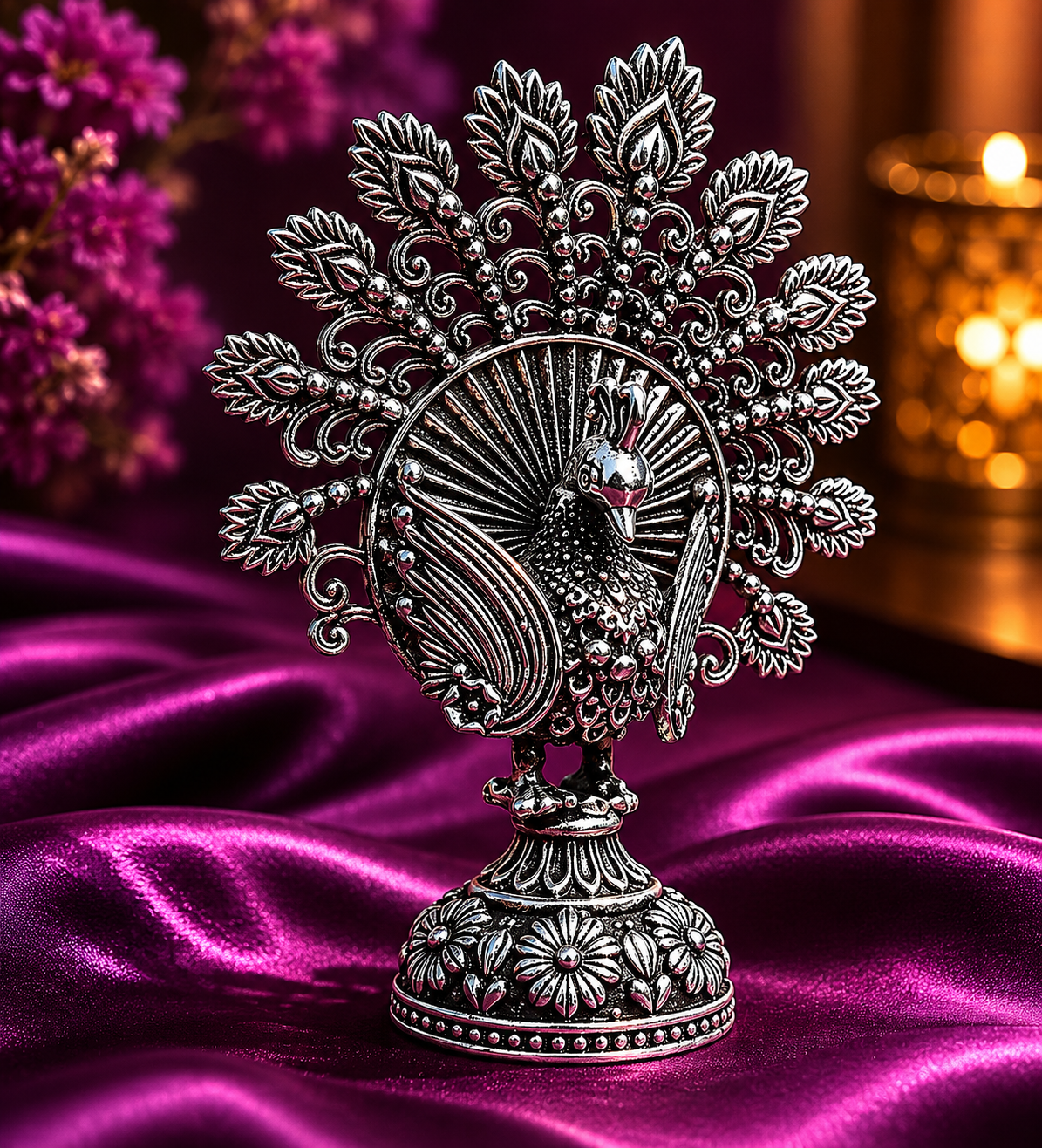 Silver Peacock Idol  (34 gm)