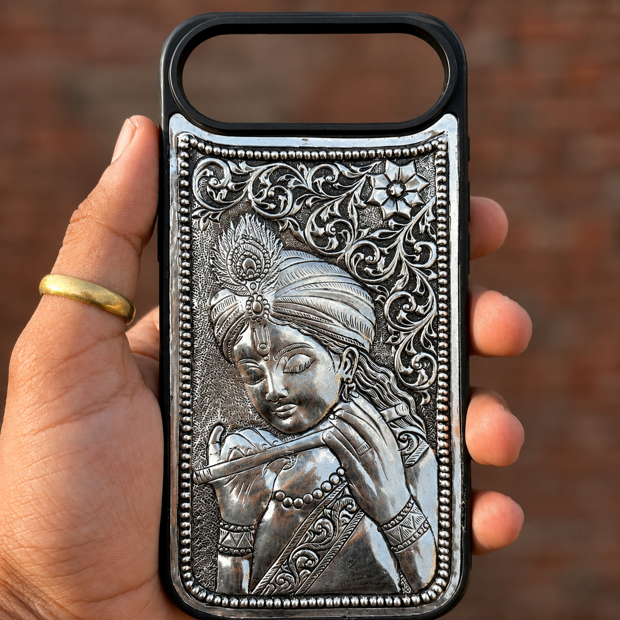 Lord Krishna Silver Phone Cover